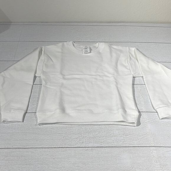Hanes EcoSmart Kids White Sweatshirt Size 6-8 - Picture 1 of 12